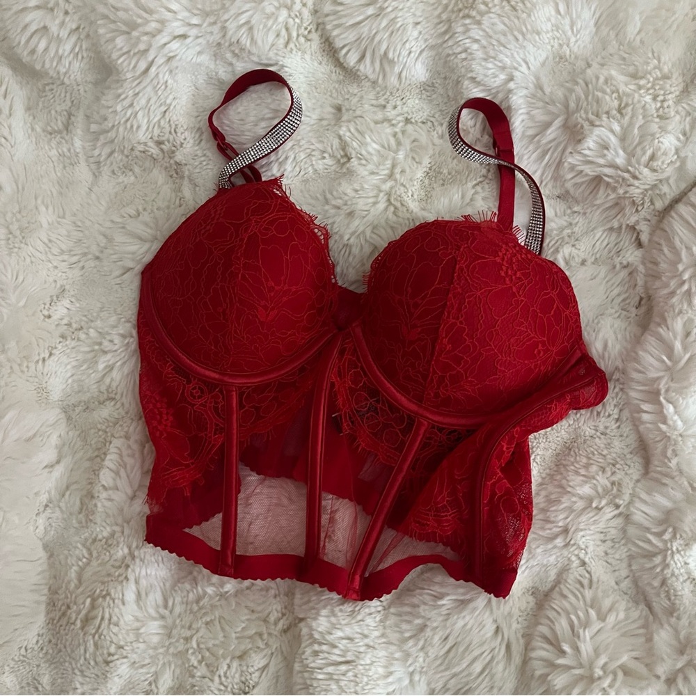 victoria’s secret red rhinestone corset